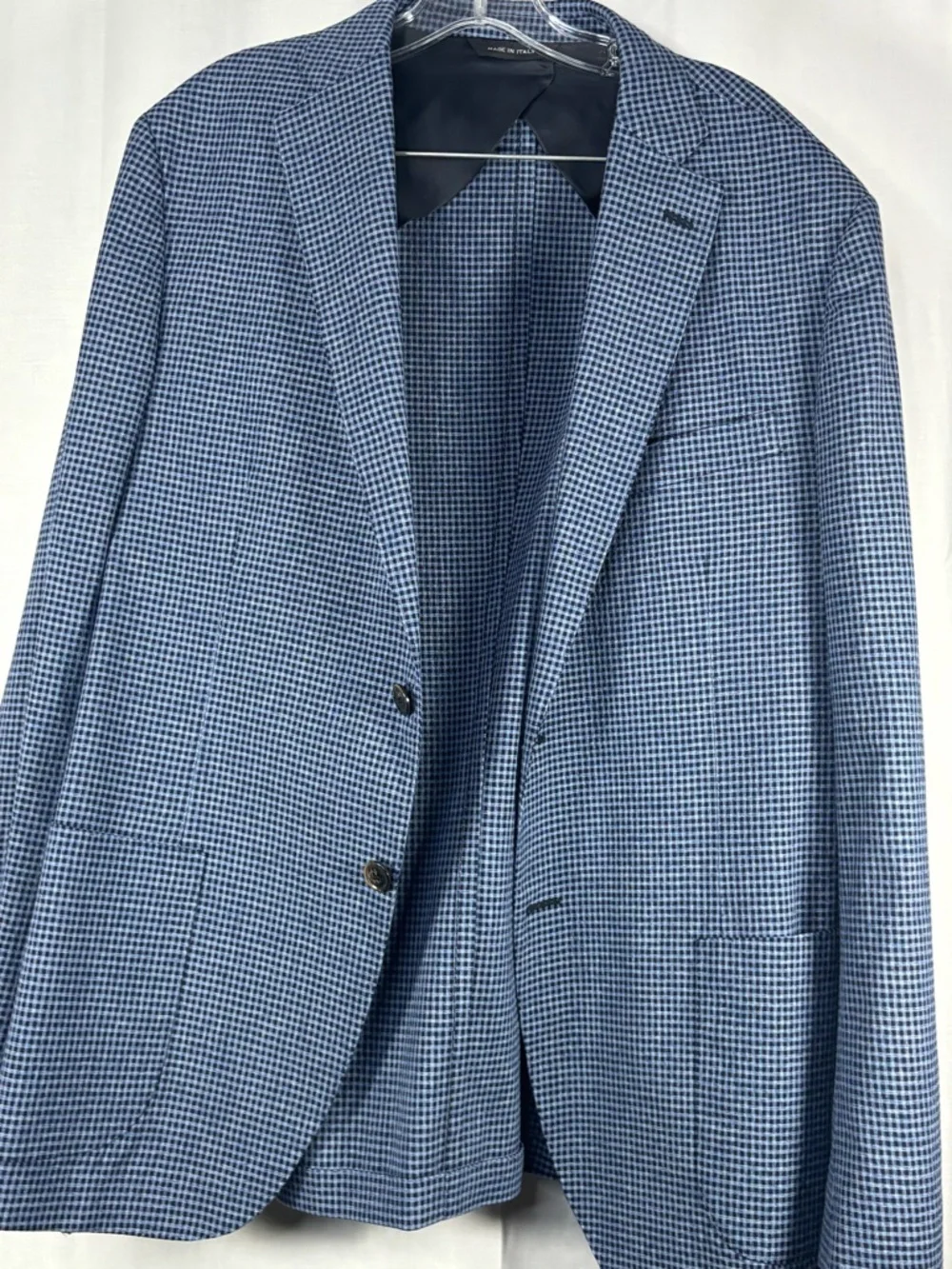 NWOT SAKS FIFTH AVENUE Men's Blue Micro-Check Suit Jacket & Trousers Size 44R
